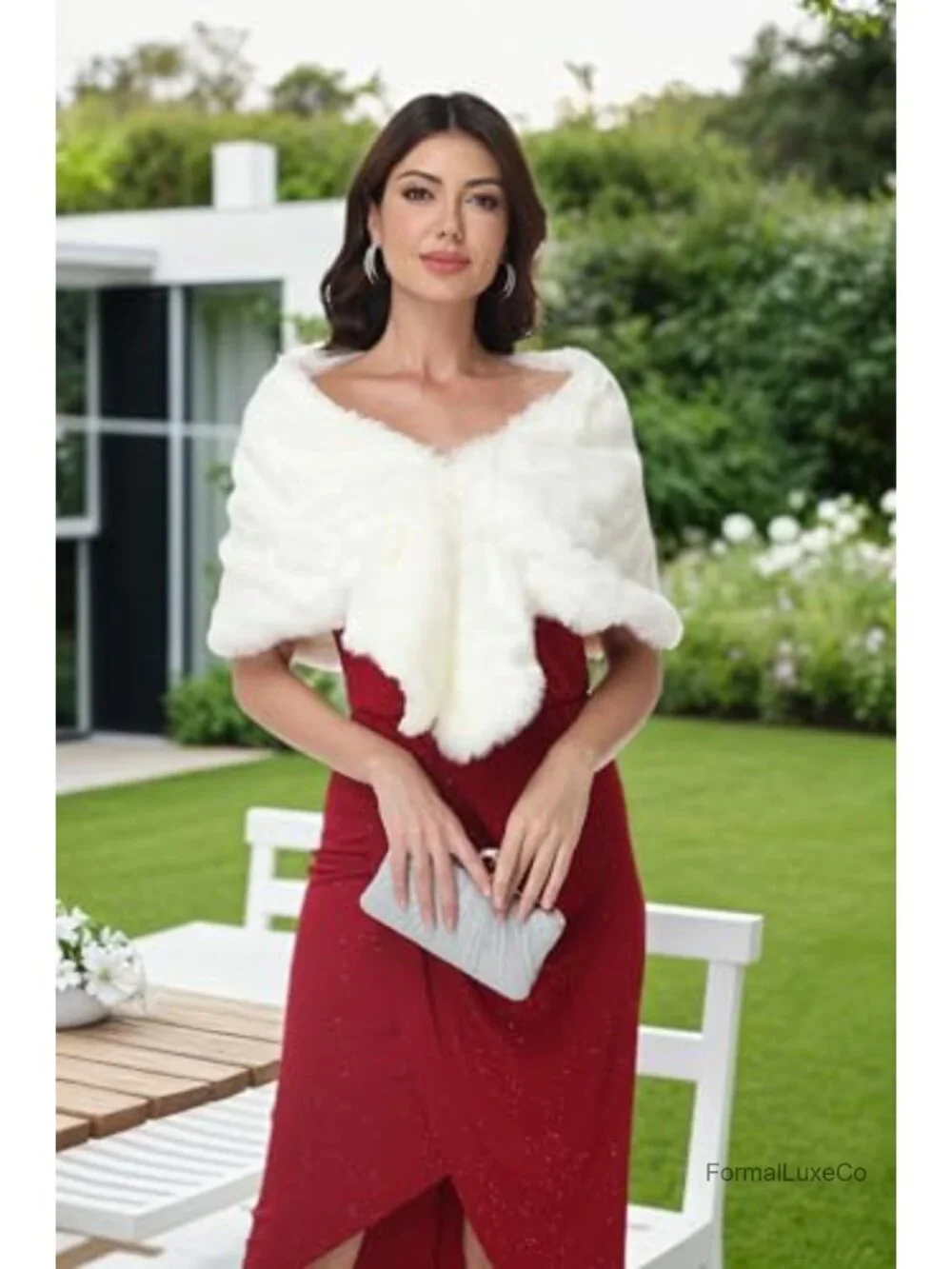 Faux Fur Shawl Wrap Long Women Faux Fur Stole Scarf Winter Neck Warmer